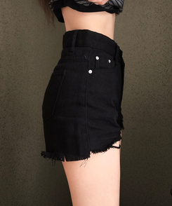 デニム ダメージショートパンツ Black(Winter)