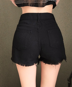デニム ダメージショートパンツ Black(Winter)