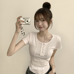 半袖Tシャツ リボタラウンドスリム半袖Tシャツ(5color) WHITE