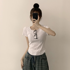 半袖Tシャツ リボタラウンドスリム半袖Tシャツ(5color) WHITE