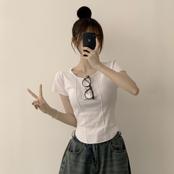 半袖Tシャツ リボタラウンドスリム半袖Tシャツ(5color) WHITE
