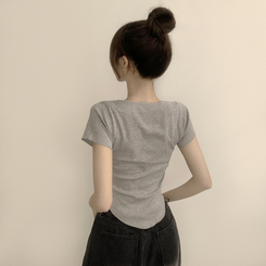 半袖Tシャツ リボタラウンドスリム半袖Tシャツ(5color) GREY