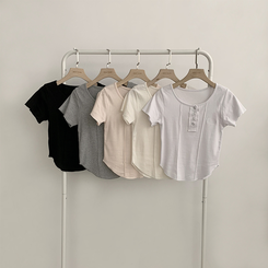 半袖Tシャツ リボタラウンドスリム半袖Tシャツ(5color)