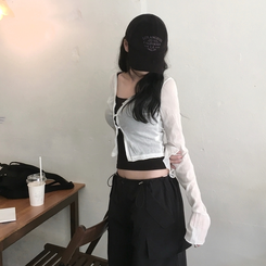 カーディガン リンクルボタンカーディガン IVORY