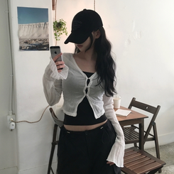 カーディガン リンクルボタンカーディガン IVORY