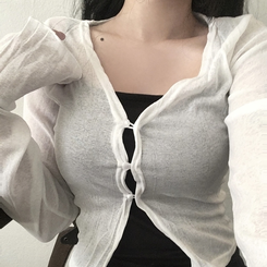 カーディガン リンクルボタンカーディガン IVORY