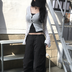 カーディガン リンクルボタンカーディガン IVORY