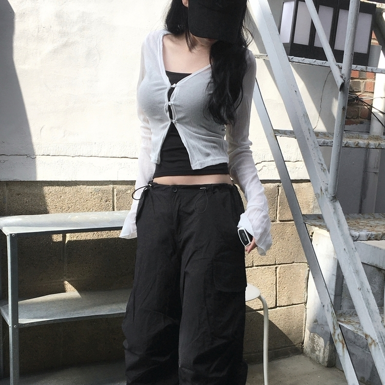 リンクルボタンカーディガン IVORY