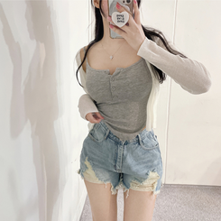 ショートパンツ ダメージデニムショートパンツ BLUE