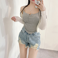 ショートパンツ ダメージデニムショートパンツ BLUE