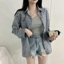 ショートパンツ ダメージデニムショートパンツ BLUE