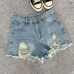 ショートパンツ ダメージデニムショートパンツ