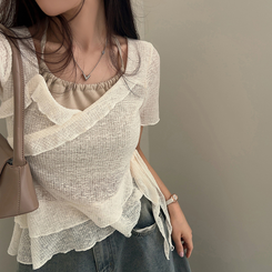 半袖Tシャツ ホルターレイヤード半袖Tシャツ(6color) IVORY