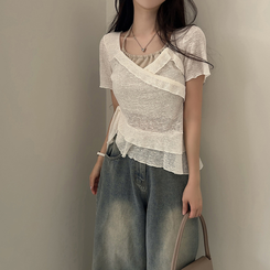 半袖Tシャツ ホルターレイヤード半袖Tシャツ(6color) IVORY