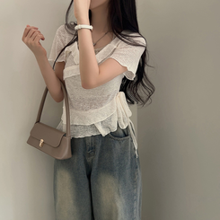 半袖Tシャツ ホルターレイヤード半袖Tシャツ(6color) IVORY