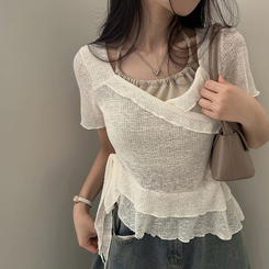 半袖Tシャツ ホルターレイヤード半袖Tシャツ(6color) IVORY
