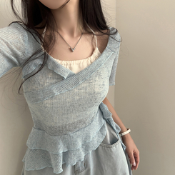 半袖Tシャツ ホルターレイヤード半袖Tシャツ(6color) AQUA