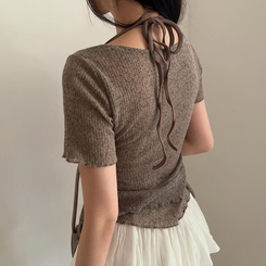 半袖Tシャツ ホルターレイヤード半袖Tシャツ(6color) LIGHT BROWN