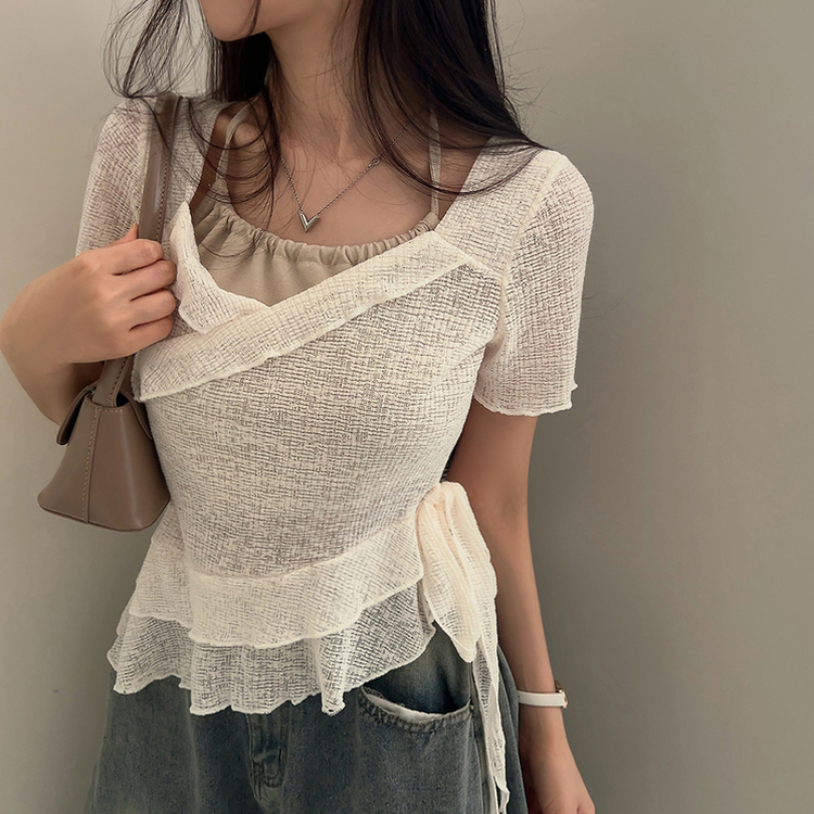 ホルターレイヤード半袖Tシャツ(6color) IVORY