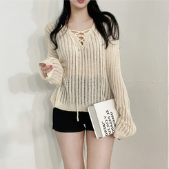 ニット ビーチウェアシースルーニット(6color) BEIGE
