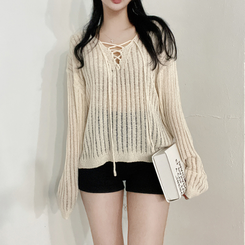 ニット ビーチウェアシースルーニット(6color) BEIGE