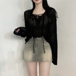 ニット ビーチウェアシースルーニット(6color) BLACK