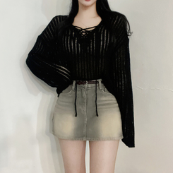 ニット ビーチウェアシースルーニット(6color) BLACK