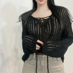 ニット ビーチウェアシースルーニット(6color) BLACK