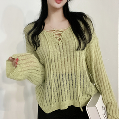 ニット ビーチウェアシースルーニット(6color) LIGHT GREEN