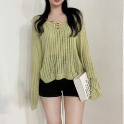 ニット ビーチウェアシースルーニット(6color) LIGHT GREEN