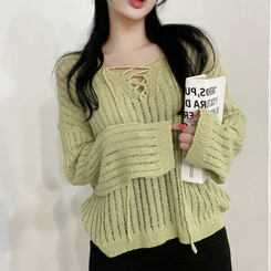 ニット ビーチウェアシースルーニット(6color) LIGHT GREEN