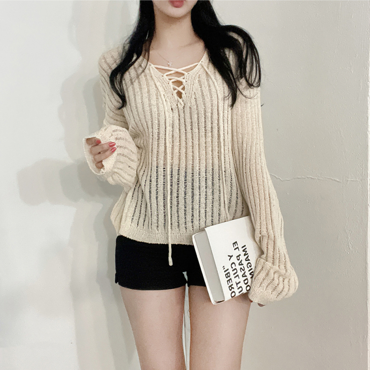 ビーチウェアシースルーニット(6color) BEIGE
