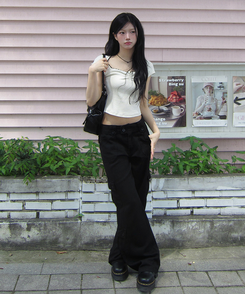 ワイド ツーバックルカーゴセミワイドパンツ BLACK