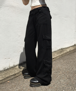 ワイド ツーバックルカーゴセミワイドパンツ BLACK