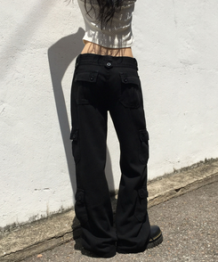 ワイド ツーバックルカーゴセミワイドパンツ BLACK