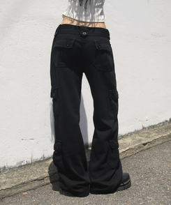 ワイド ツーバックルカーゴセミワイドパンツ BLACK