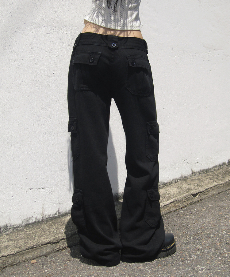 ツーバックルカーゴセミワイドパンツ BLACK