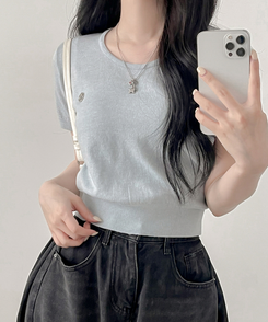 ニット ペンダントラウンドニット半袖Tシャツ(5color) LIGHT SORA