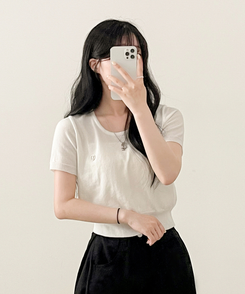 ニット ペンダントラウンドニット半袖Tシャツ(5color) IVORY