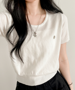 ニット ペンダントラウンドニット半袖Tシャツ(5color) IVORY