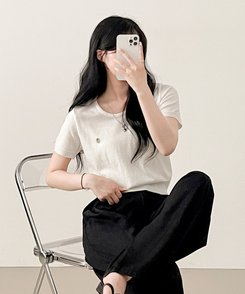 ニット ペンダントラウンドニット半袖Tシャツ(5color) IVORY