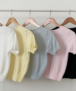 ニット ペンダントラウンドニット半袖Tシャツ(5color)