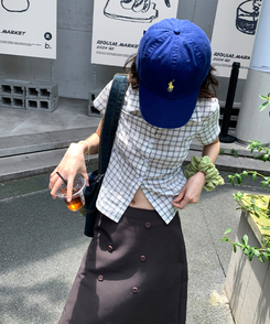 シャツ チェックパターンスリムシャツ WHITE