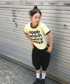 半袖Tシャツ レタリングリンガー半袖Tシャツ YELLOW
