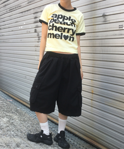 半袖Tシャツ レタリングリンガー半袖Tシャツ YELLOW