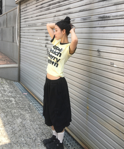 半袖Tシャツ レタリングリンガー半袖Tシャツ YELLOW