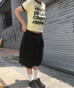 半袖Tシャツ レタリングリンガー半袖Tシャツ YELLOW