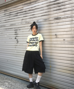 半袖Tシャツ レタリングリンガー半袖Tシャツ YELLOW