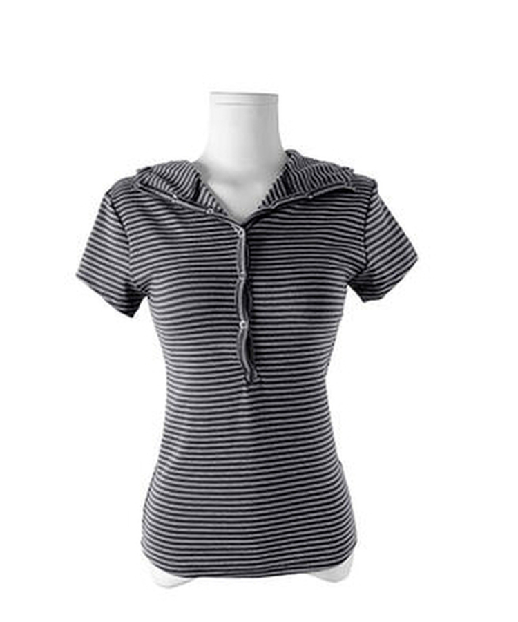 スナップフード半袖Tシャツ