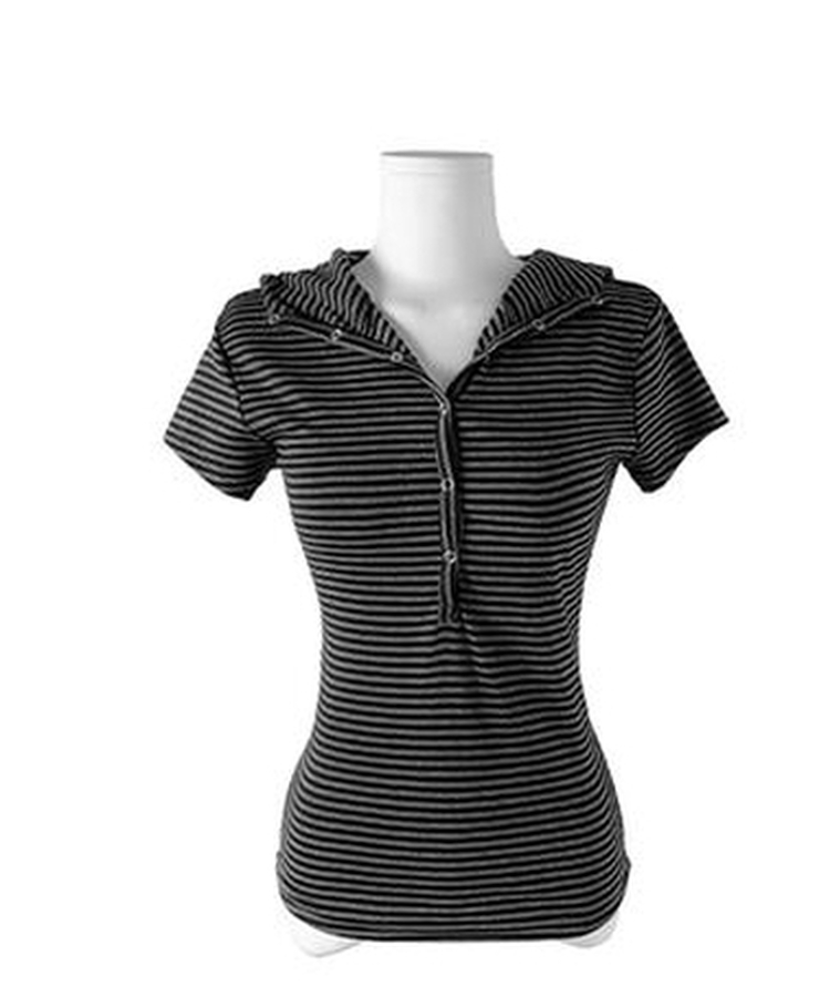 スナップフード半袖Tシャツ